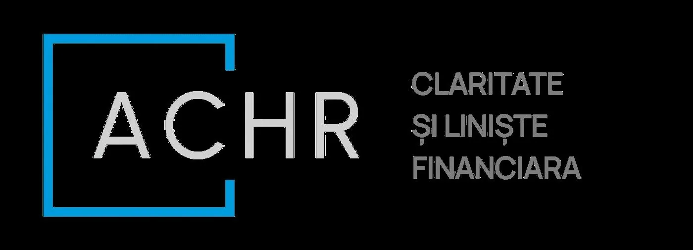 The horizontal ACHR logo with the message “Claritate și liniște financiară”