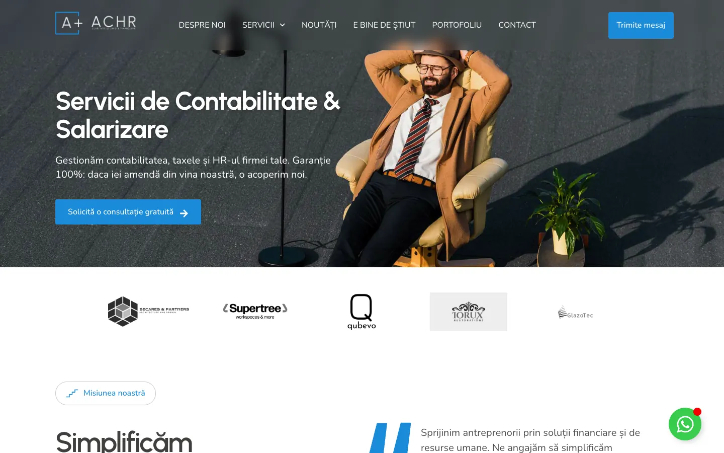 Homepage of the new ACHR website, with an eight-element header and the free consultation button