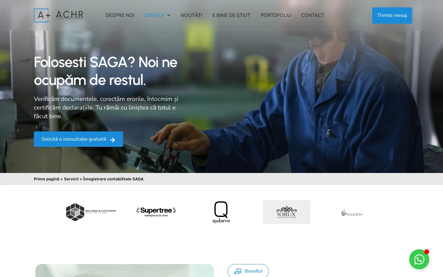 The new ACHR page for SAGA users, with the headline “Using SAGA? We take care of the rest.”