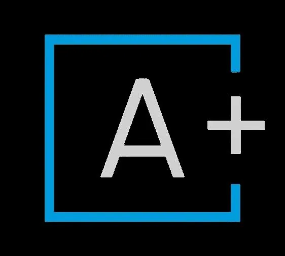 The ACHR A+ symbol, a light blue square holding the letter A and a plus sign