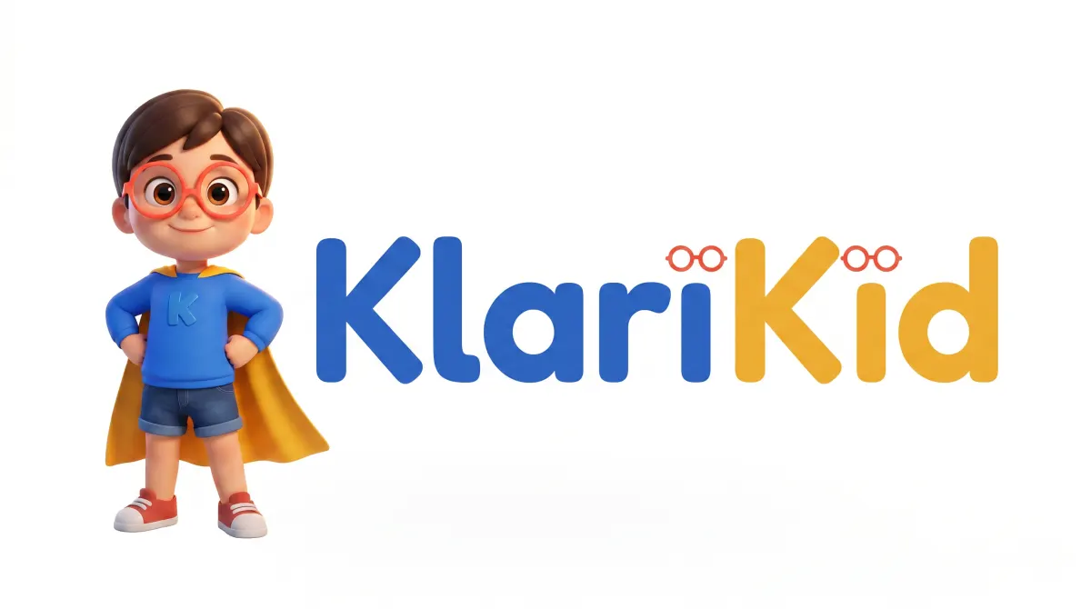 KlariKid identity: the mascot and the KlariKid logotype, See clearly. Grow healthy.